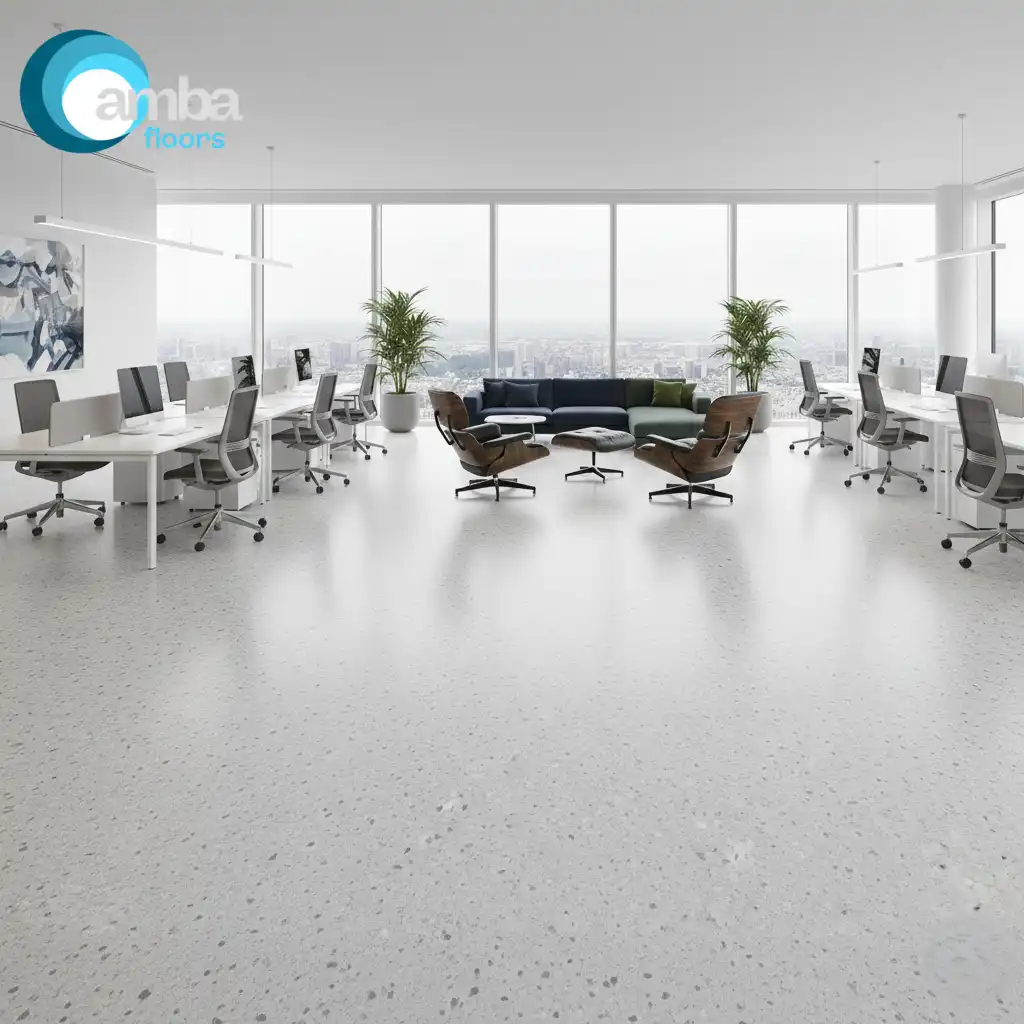 LVT iGraniglia MIMI nstalado em area de staff corporativo com iluminação natural