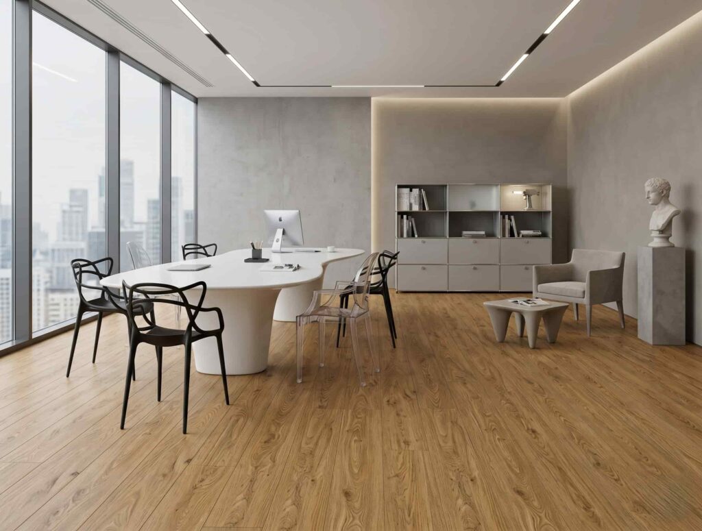 lvt Toscana Lucca instalado em sala de reunião corporativo estilo Moderno Contemporaneo